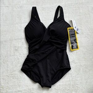 Miraclesuit Black Twist-Front Shaping One-Piece Swimsuit NWT